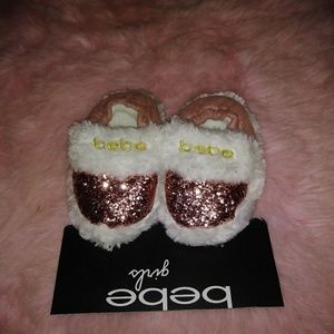 Bebe girls slippers pink glitter bling size S 5/6